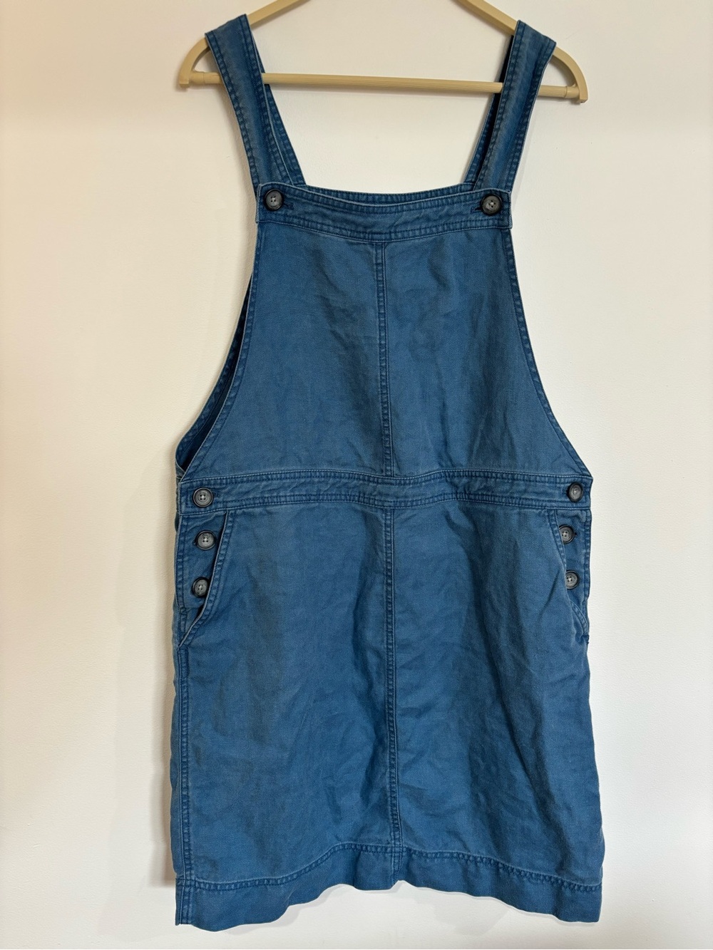 J. Jill Linen Overall Dress Denim Blue Size Medium Cottage Core Jumper Summer